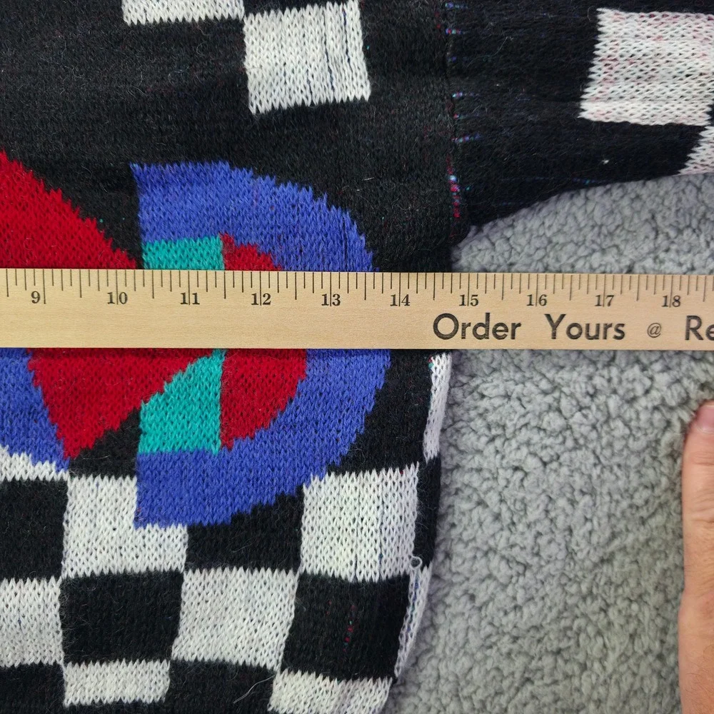 Vintage Marese Kids Sweater 6A Made in France Checkered Geometric Wool Black